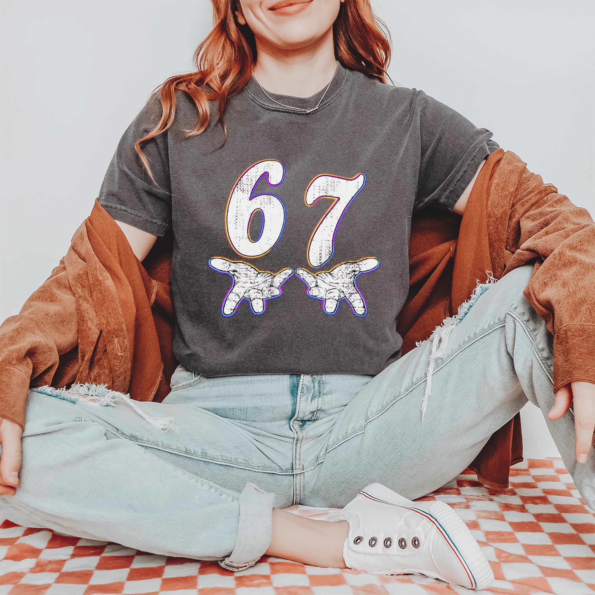 67 Hands Meme Viral Drill Vintage Soft Unisex T-shirt 