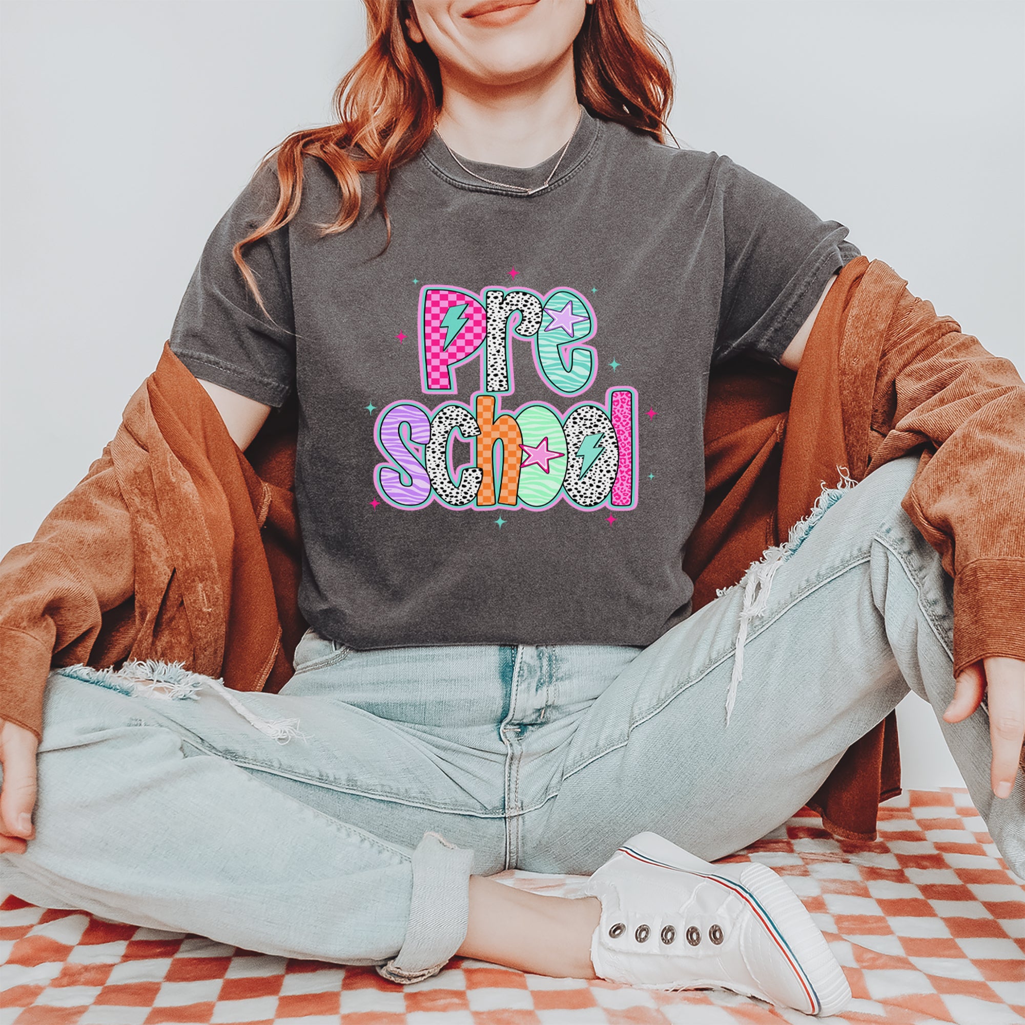 Preschool Power Colorful Back to School Vintage Soft Unisex T-shirt 