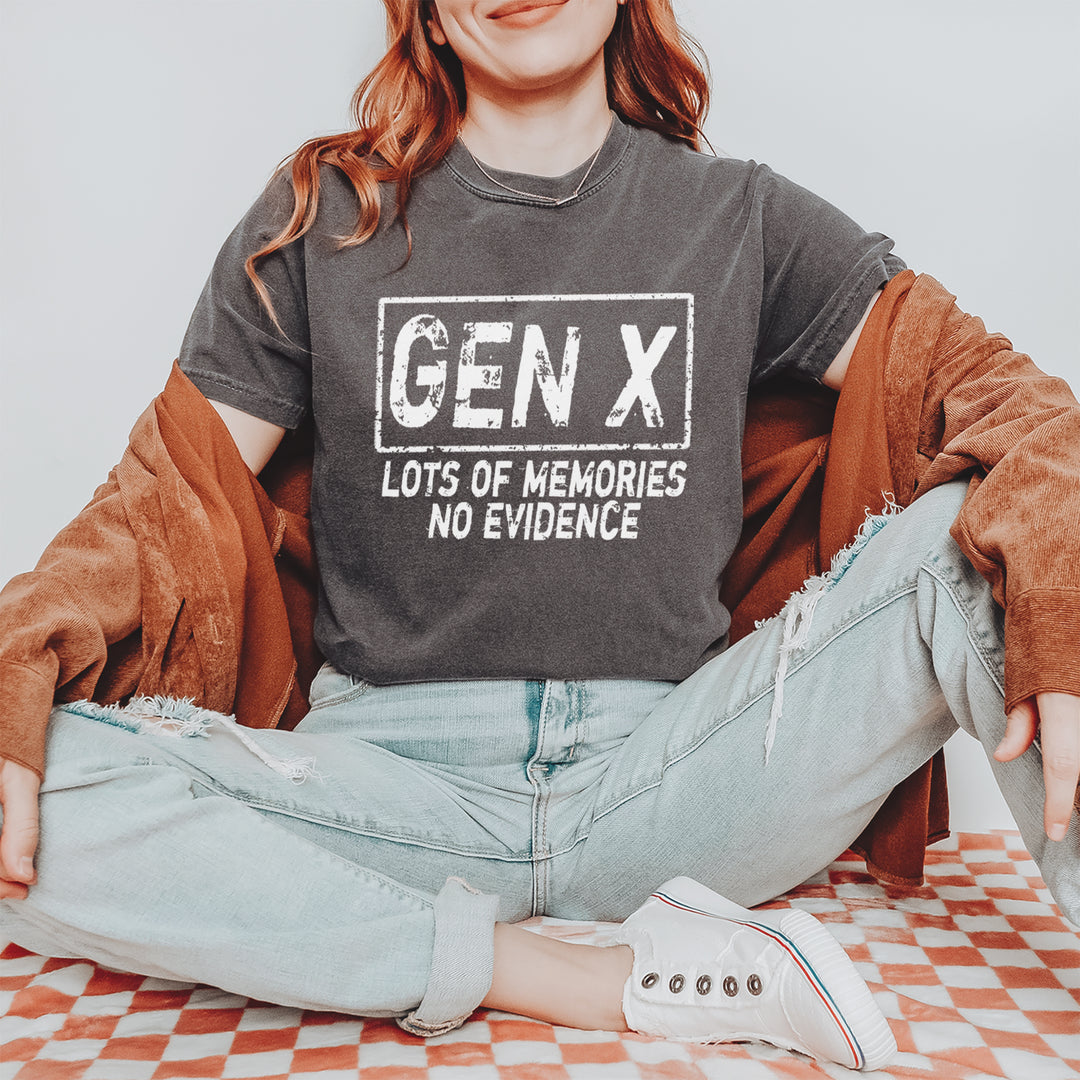 Gen X Lots of Memories No Evidence Nostalgia Vintage Soft Unisex T-shirt 