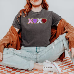 XOXO Chenille Patch Valentines Days Vintage Soft Unisex T-shirt 