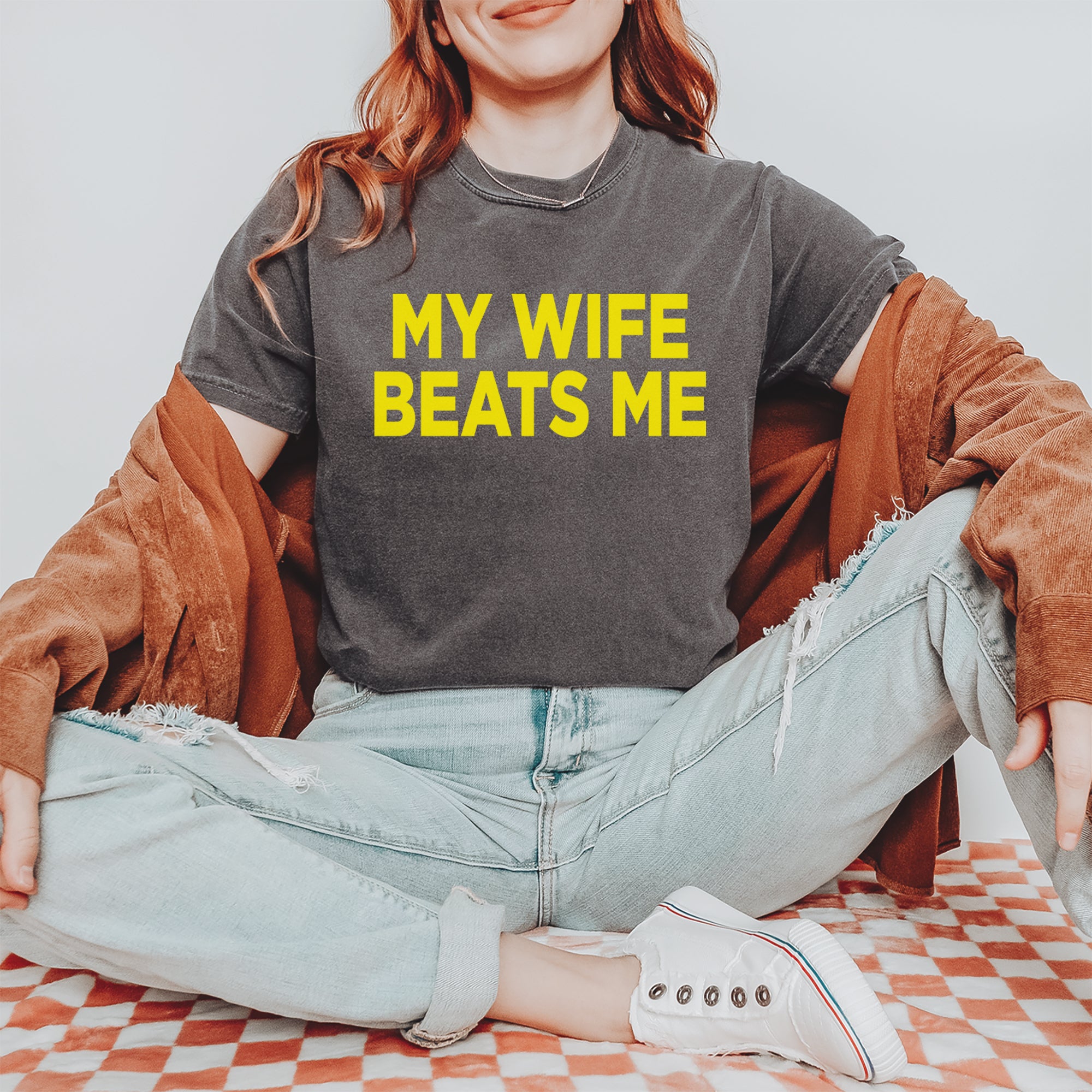 My Wife Beats Me Funny Vintage Soft Unisex T-shirt 