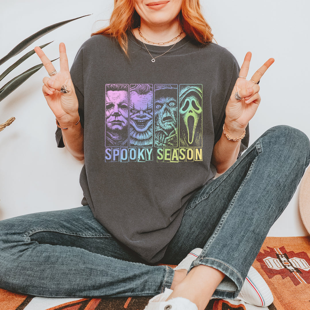 Spooky Season Horror Icons Halloween Vintage Soft Unisex T-shirt 