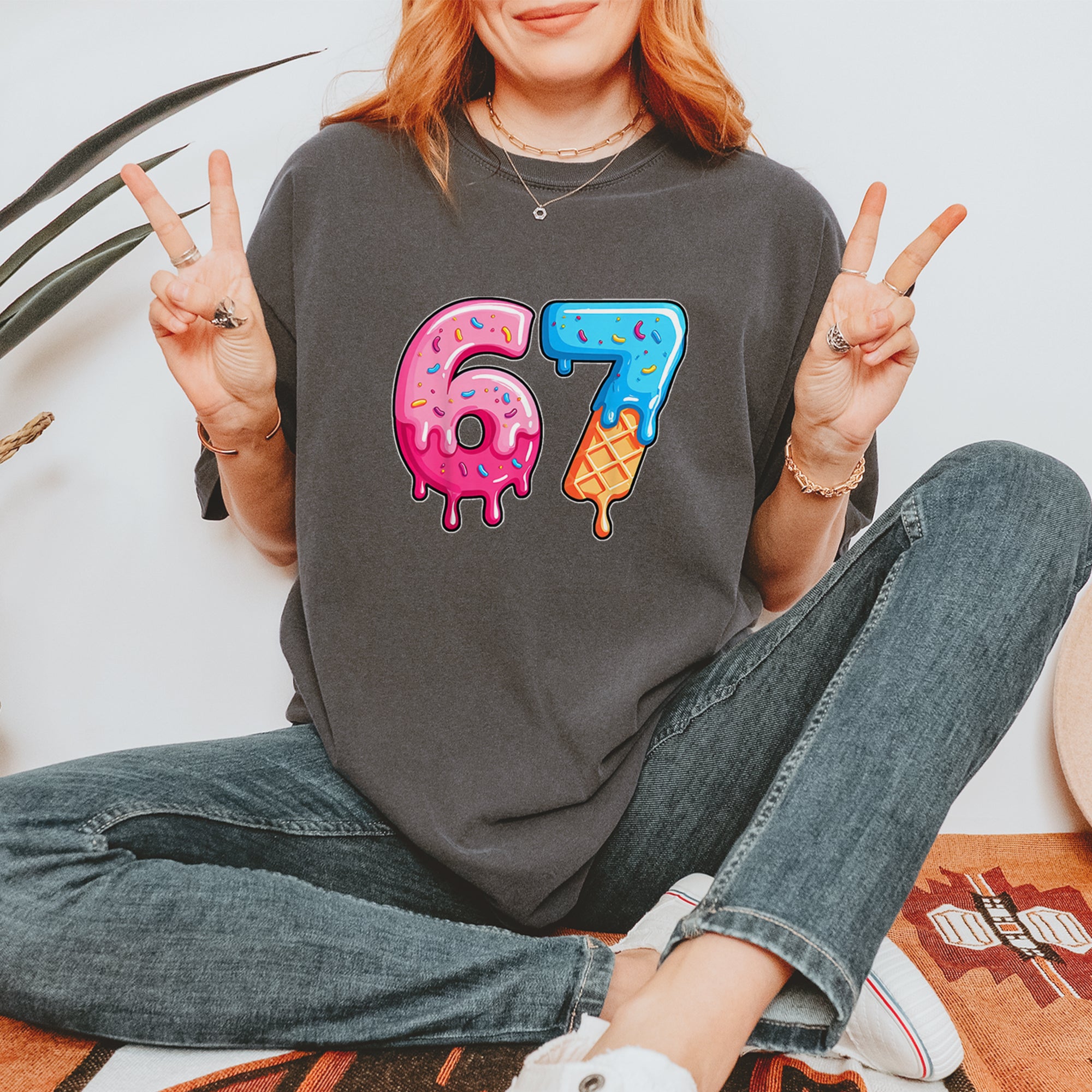 67 Dripping Ice Cream Donut Melt Vintage Soft Unisex T-shirt 
