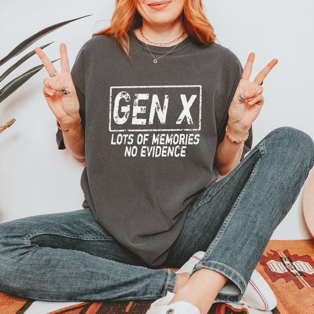 Gen X Lots of Memories No Evidence Nostalgia Vintage Soft Unisex T-shirt 