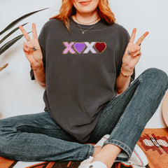 XOXO Chenille Patch Valentines Days Vintage Soft Unisex T-shirt 