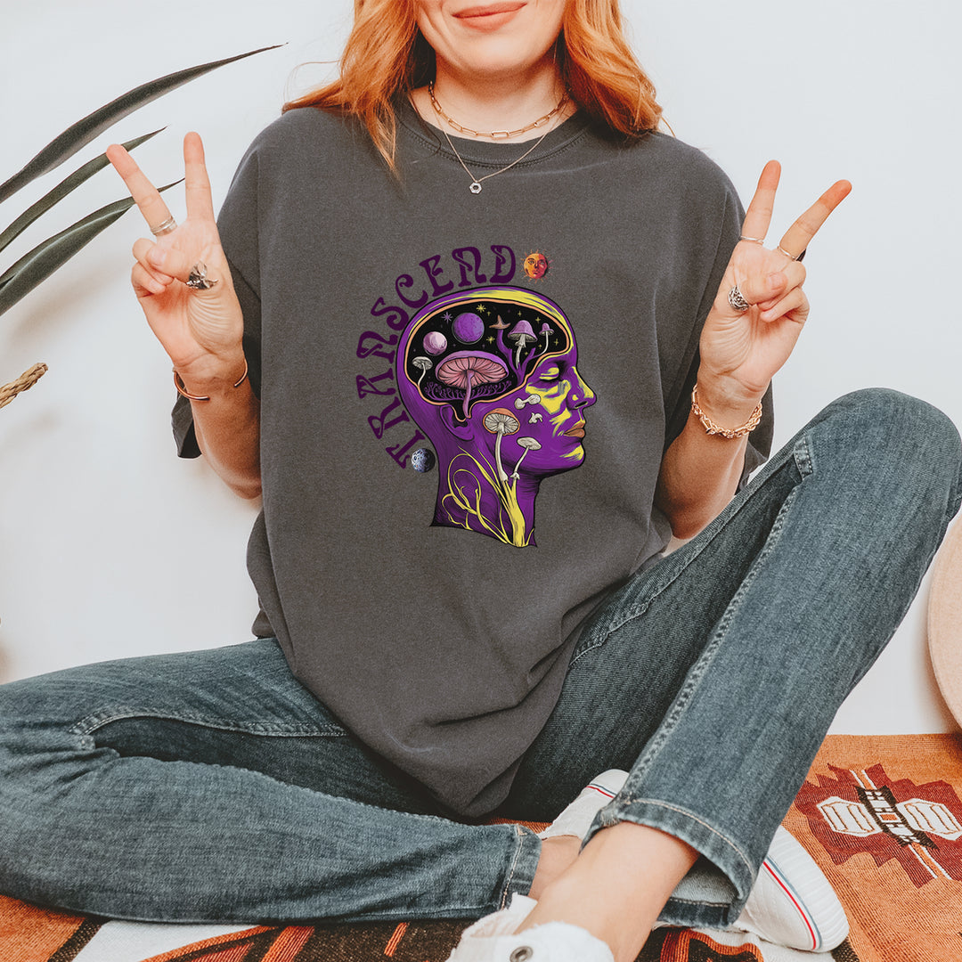 Psychedelic Cosmic Mushroom Head Vintage Soft Unisex T-shirt 