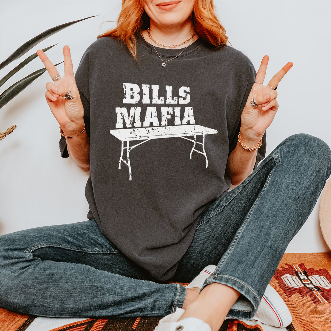 Bills Mafia Football Fan graphic on Garment-Dyed Heavyweight Unisex T-Shirt alternate view 4