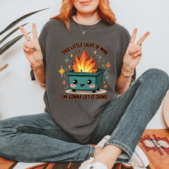 This Little Light of Mine Dumpster Fire Smile Face Vintage Soft Unisex T-shirt 