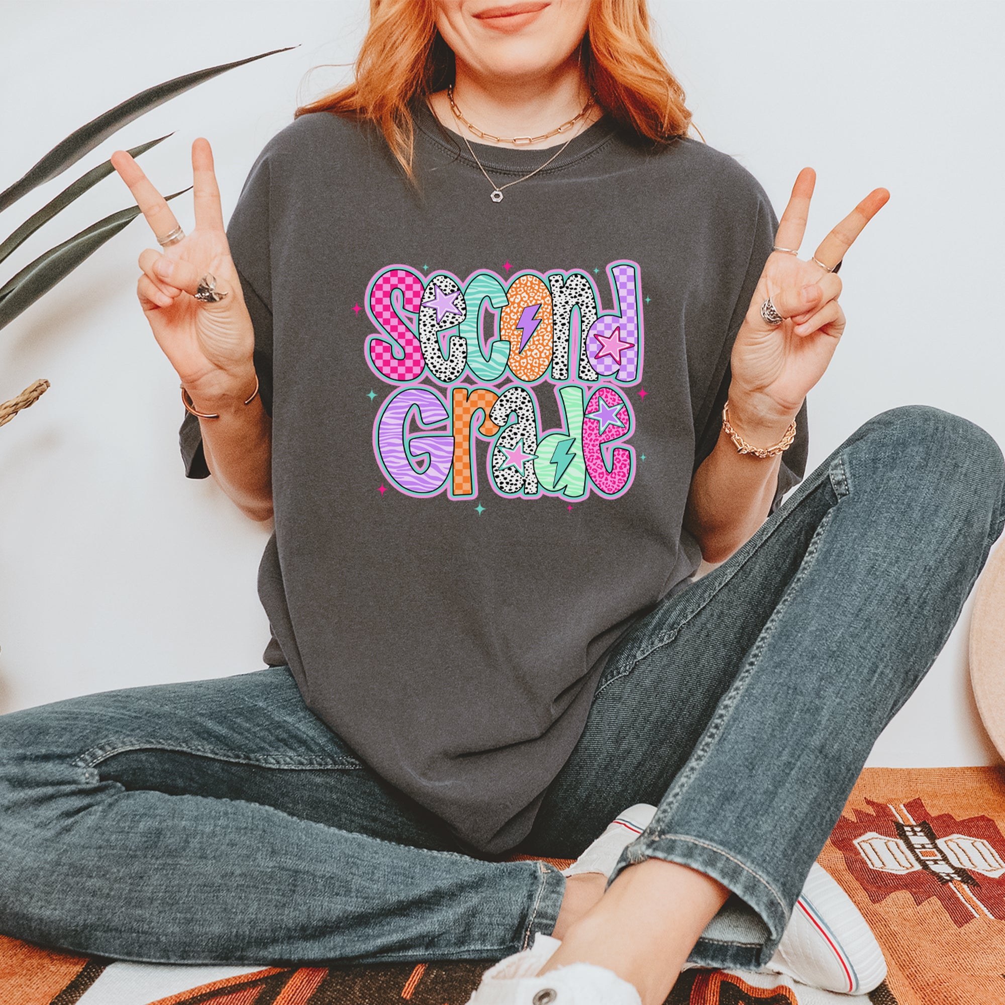 Second Grade Star Colorful Back to School Vintage Soft Unisex T-shirt 