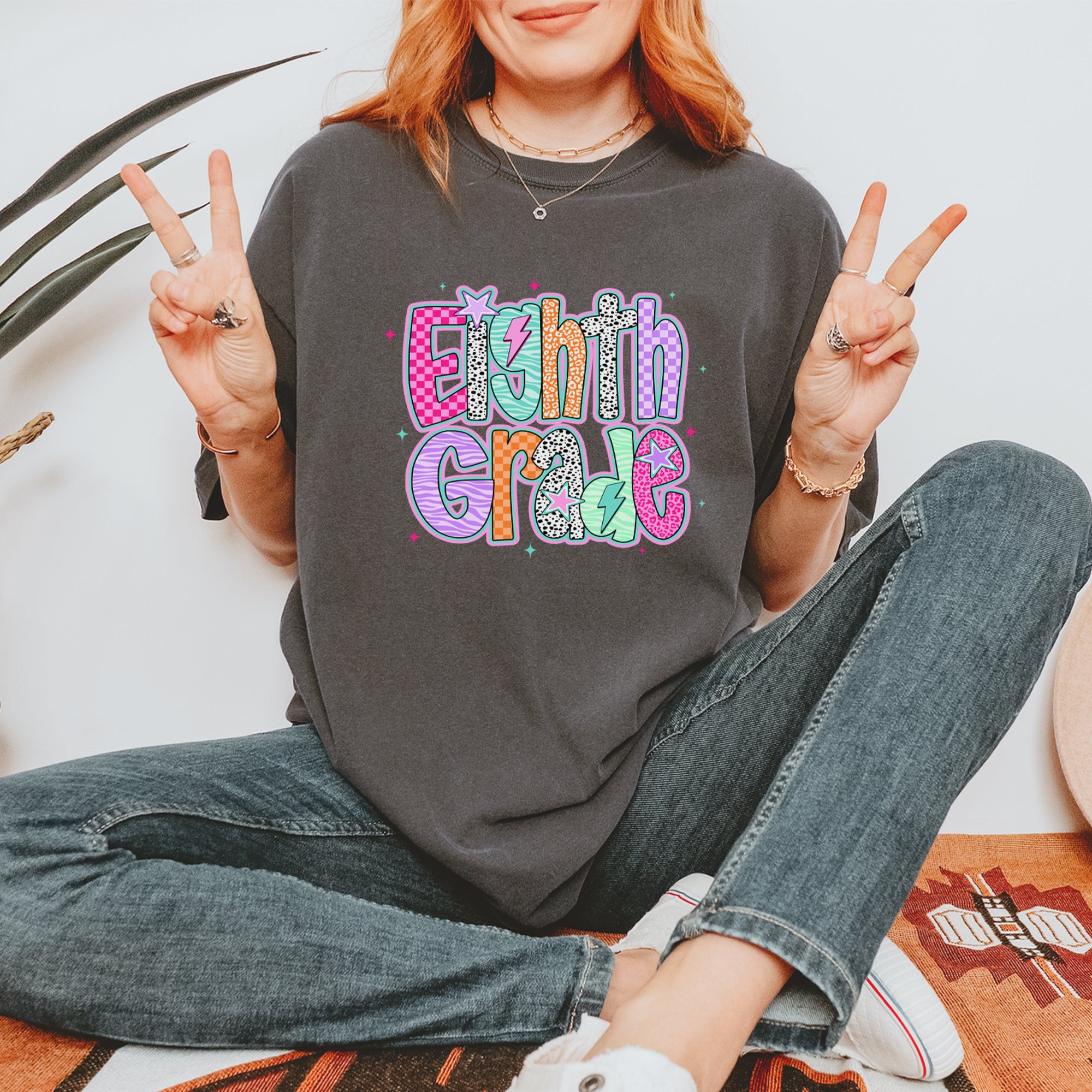 Eighth Grade Energy Colorful Back to School Vintage Soft Unisex T-shirt 