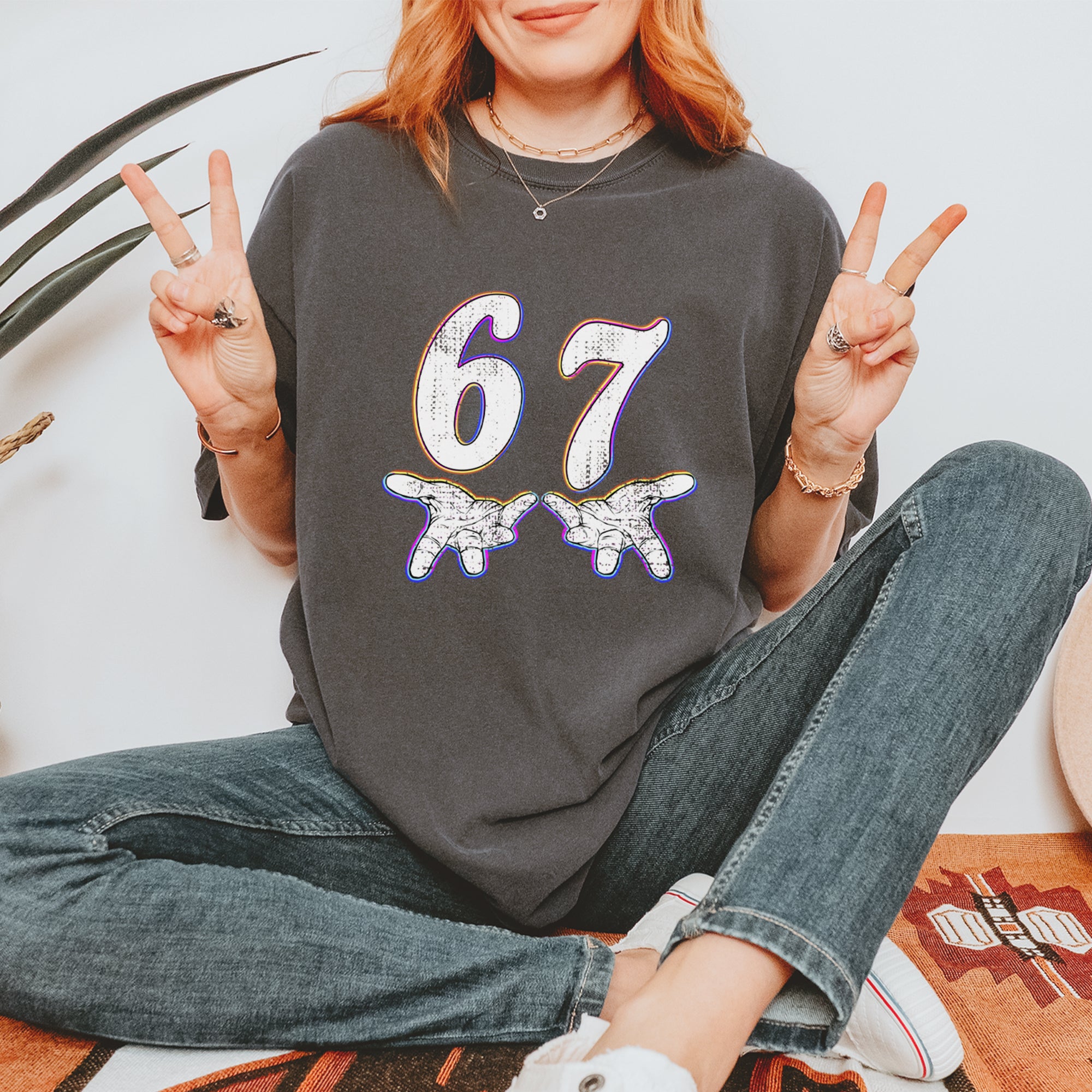 67 Hands Meme Viral Drill Vintage Soft Unisex T-shirt 