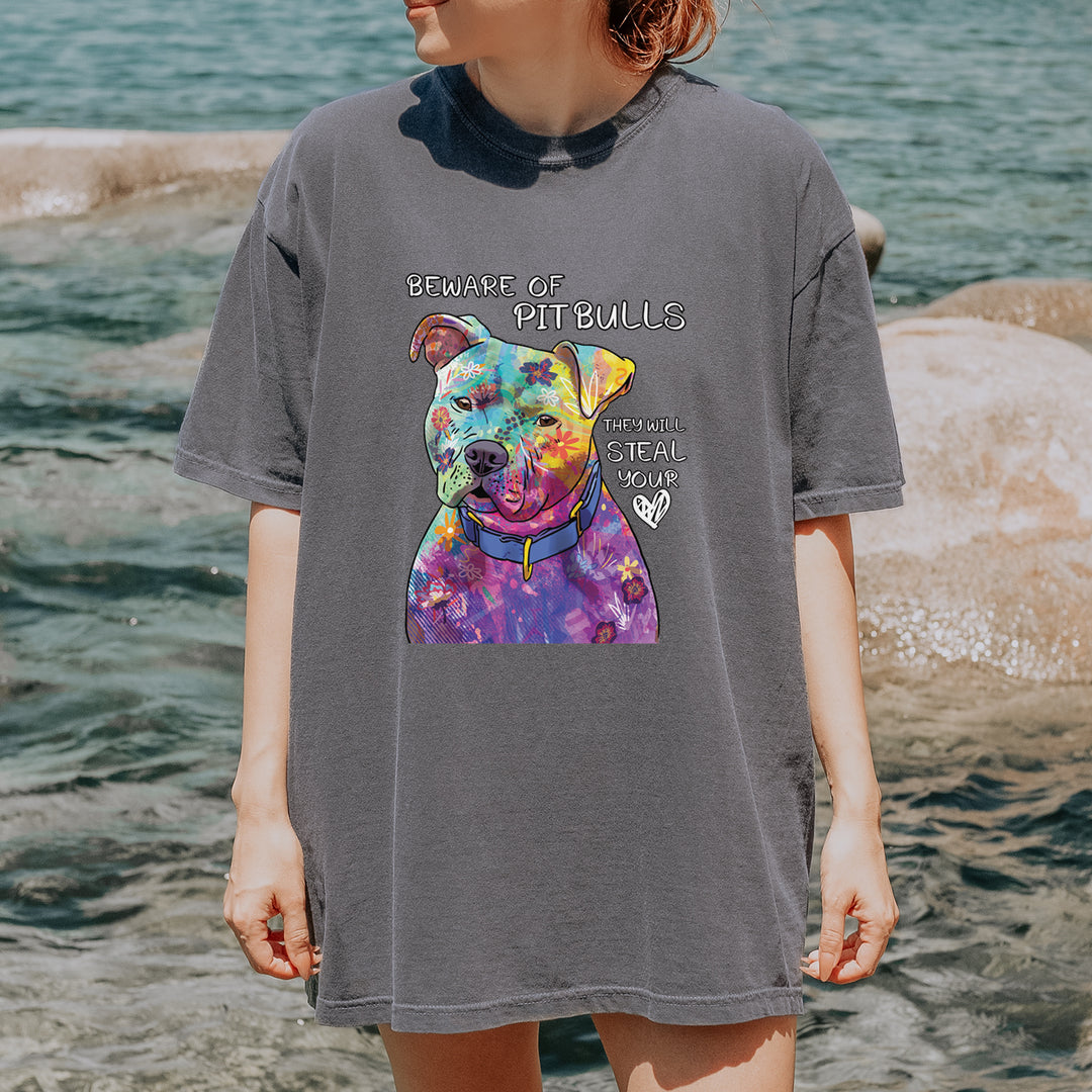 Beware Of Pit Bulls, They Will Steal Your Heart  Vintage Soft Unisex T-shirt 