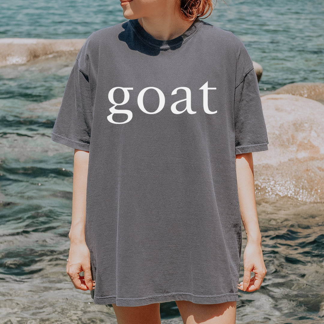 GOAT - Greatest Of All Time graphic on Garment-Dyed Heavyweight Unisex T-Shirt alternate view 4