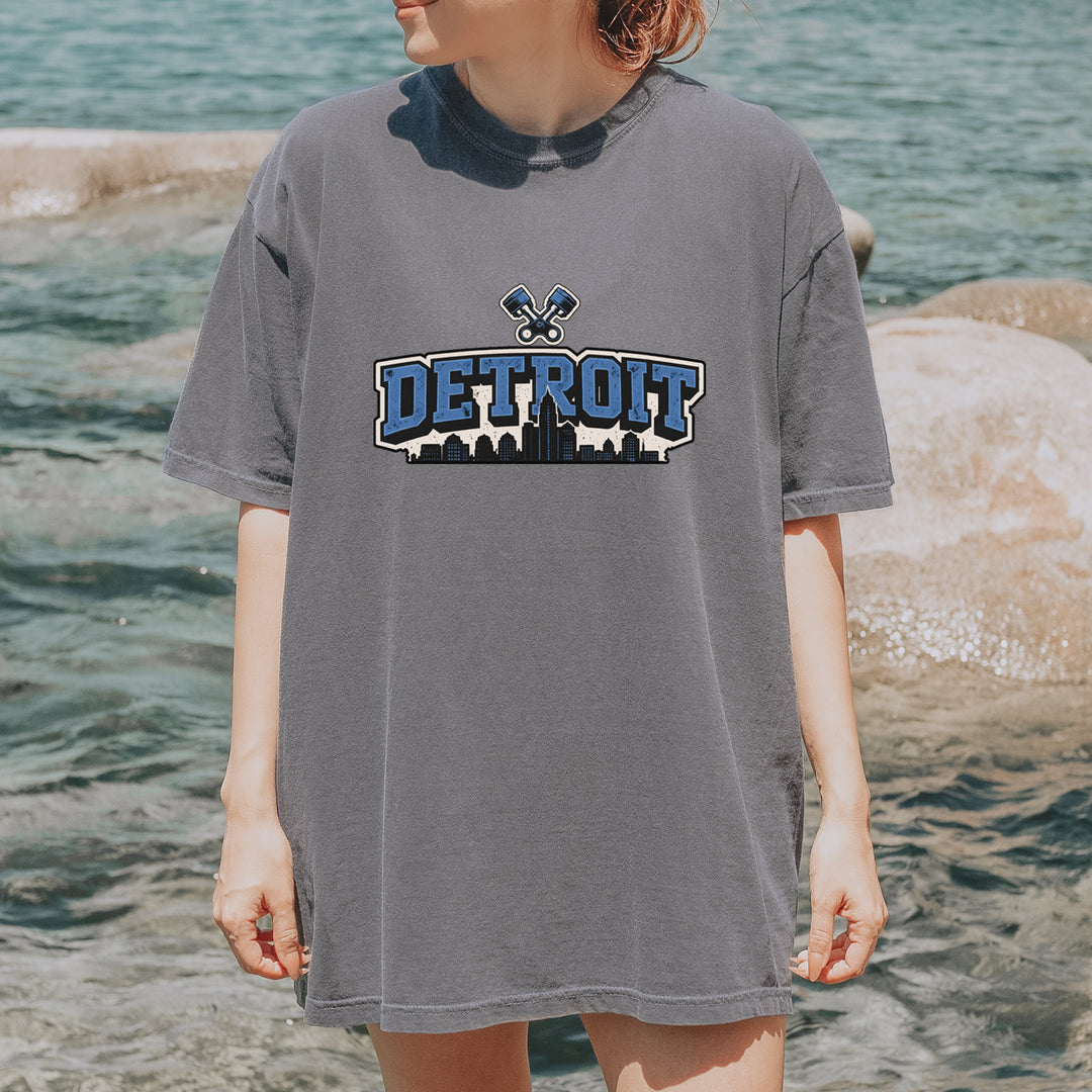 Detroit Motor City Retro Piston Vintage Soft Unisex T-shirt 