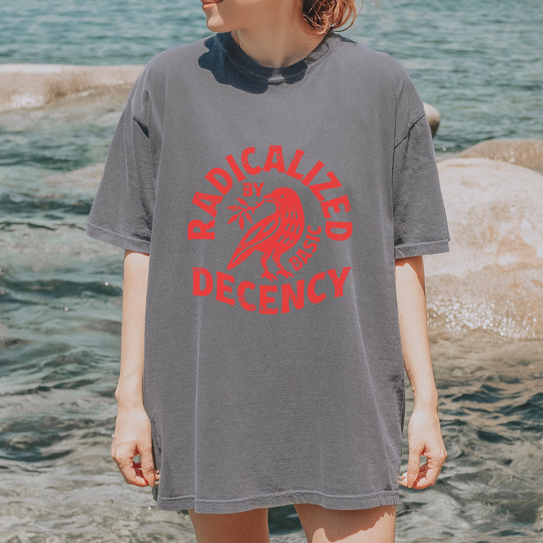 Radicalized by Basic Decency Dove Protest Statement Vintage Soft Unisex T-shirt 