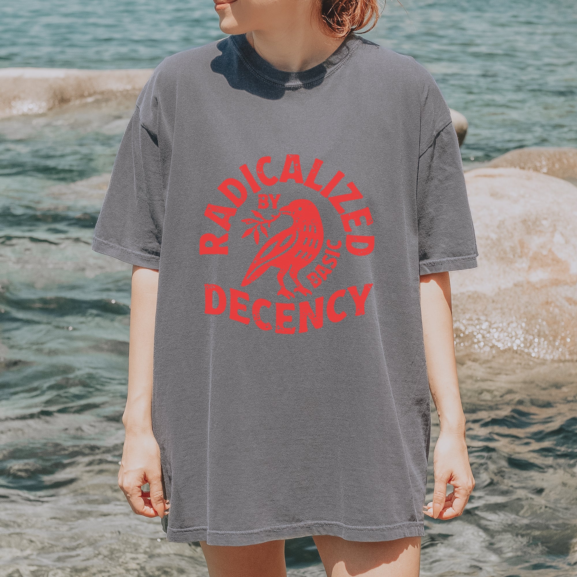 Radicalized by Basic Decency Dove Protest Statement Vintage Soft Unisex T-shirt 