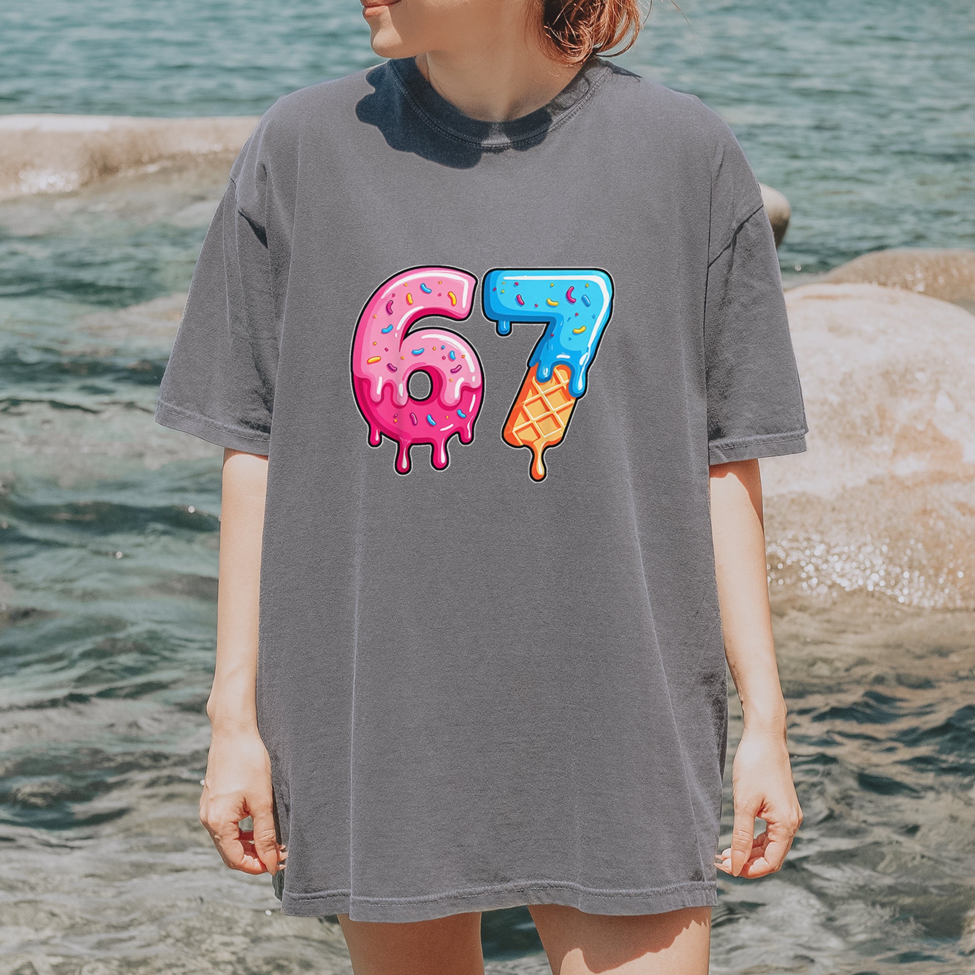 67 Dripping Ice Cream Donut Melt Vintage Soft Unisex T-shirt 