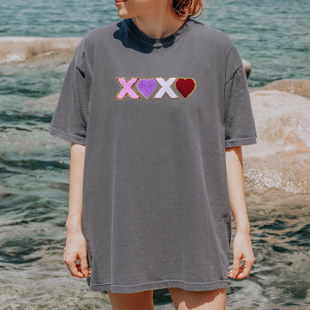 XOXO Chenille Patch Valentines Days Vintage Soft Unisex T-shirt 