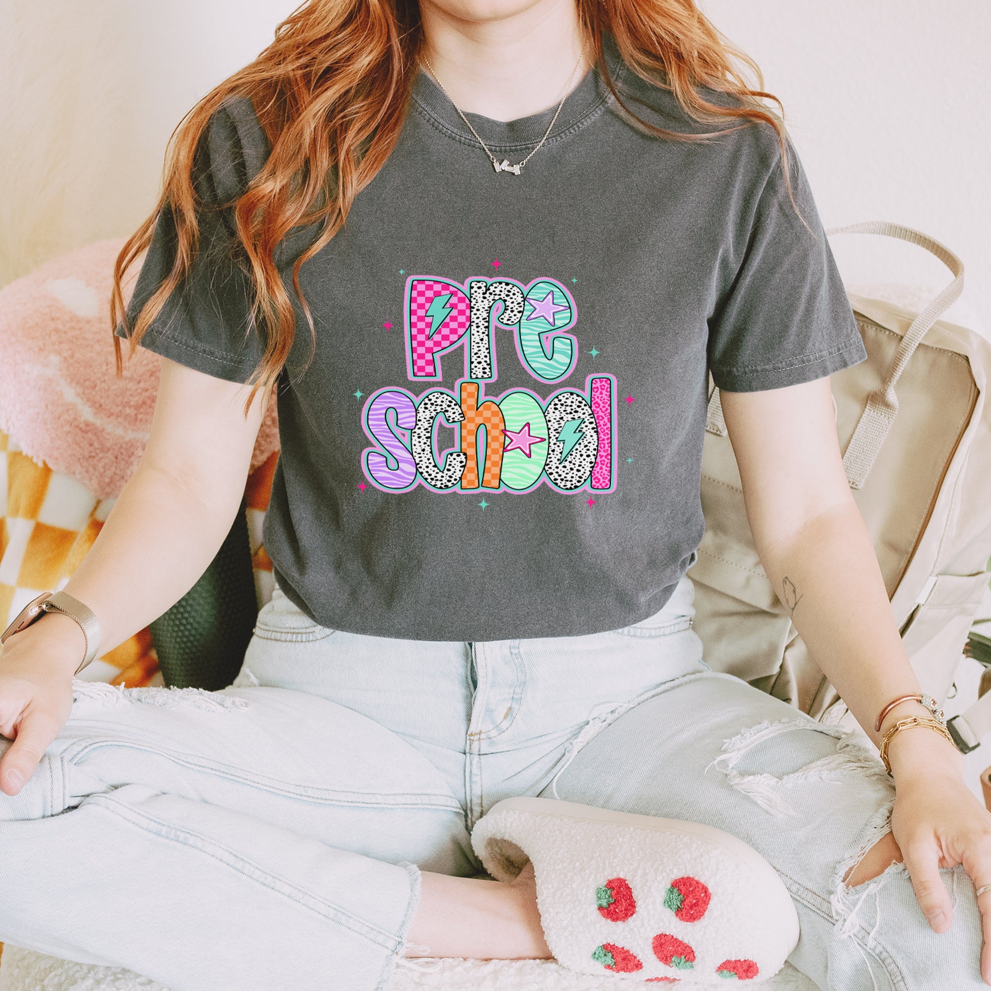 Preschool Power Colorful Back to School Vintage Soft Unisex T-shirt 