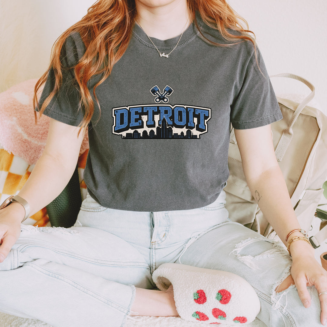 Detroit Motor City Retro Piston Vintage Soft Unisex T-shirt 