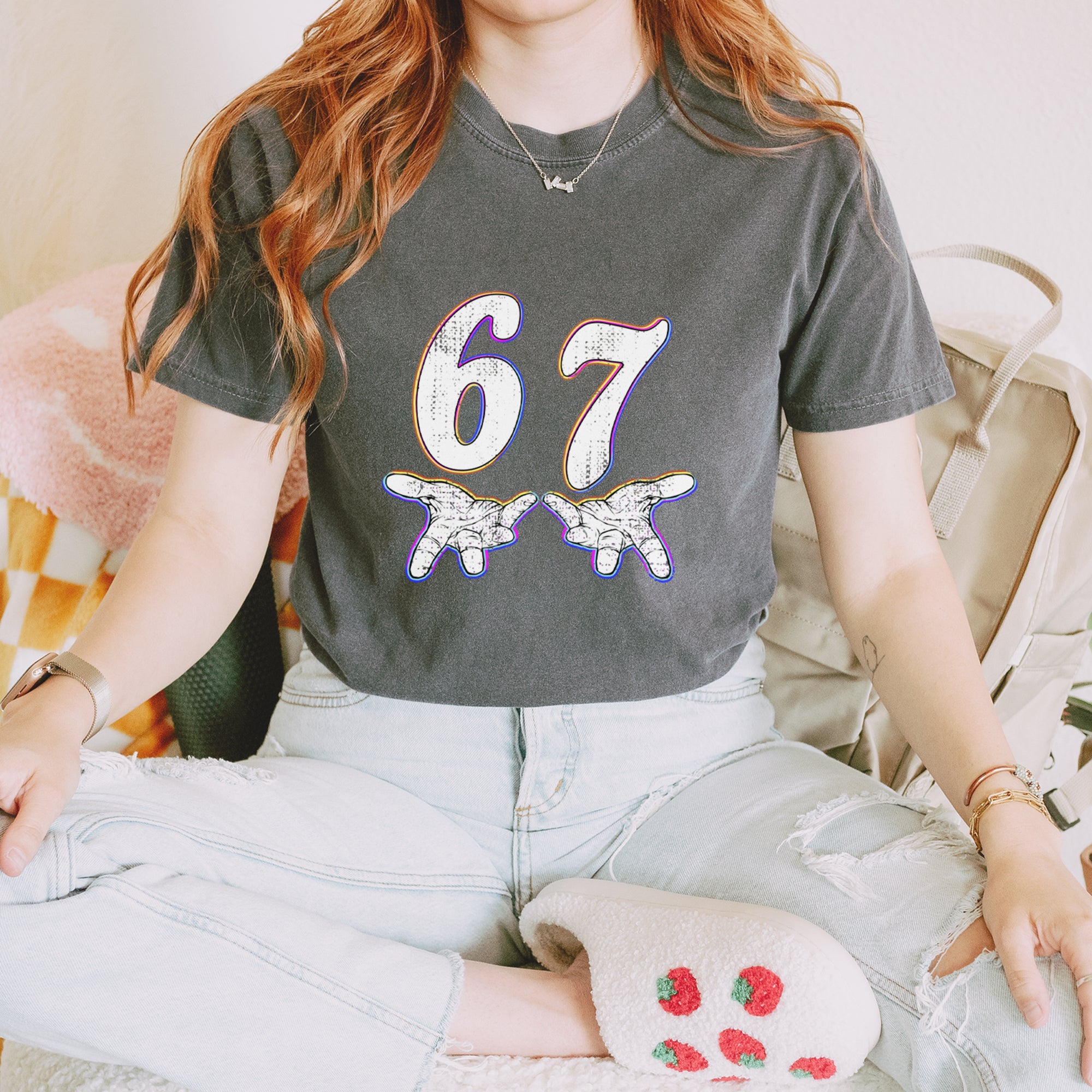67 Hands Meme Viral Drill Vintage Soft Unisex T-shirt 