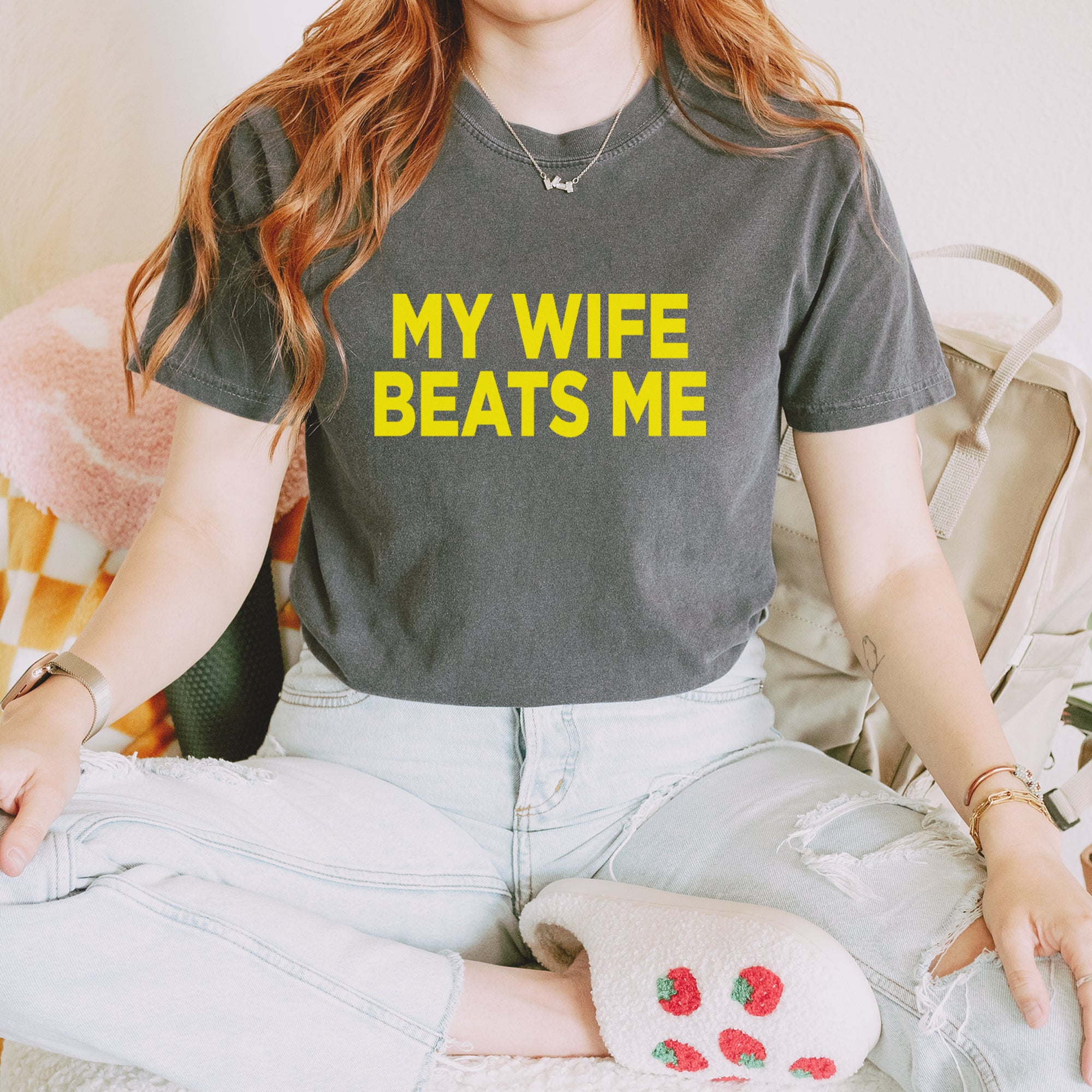 My Wife Beats Me Funny Vintage Soft Unisex T-shirt 
