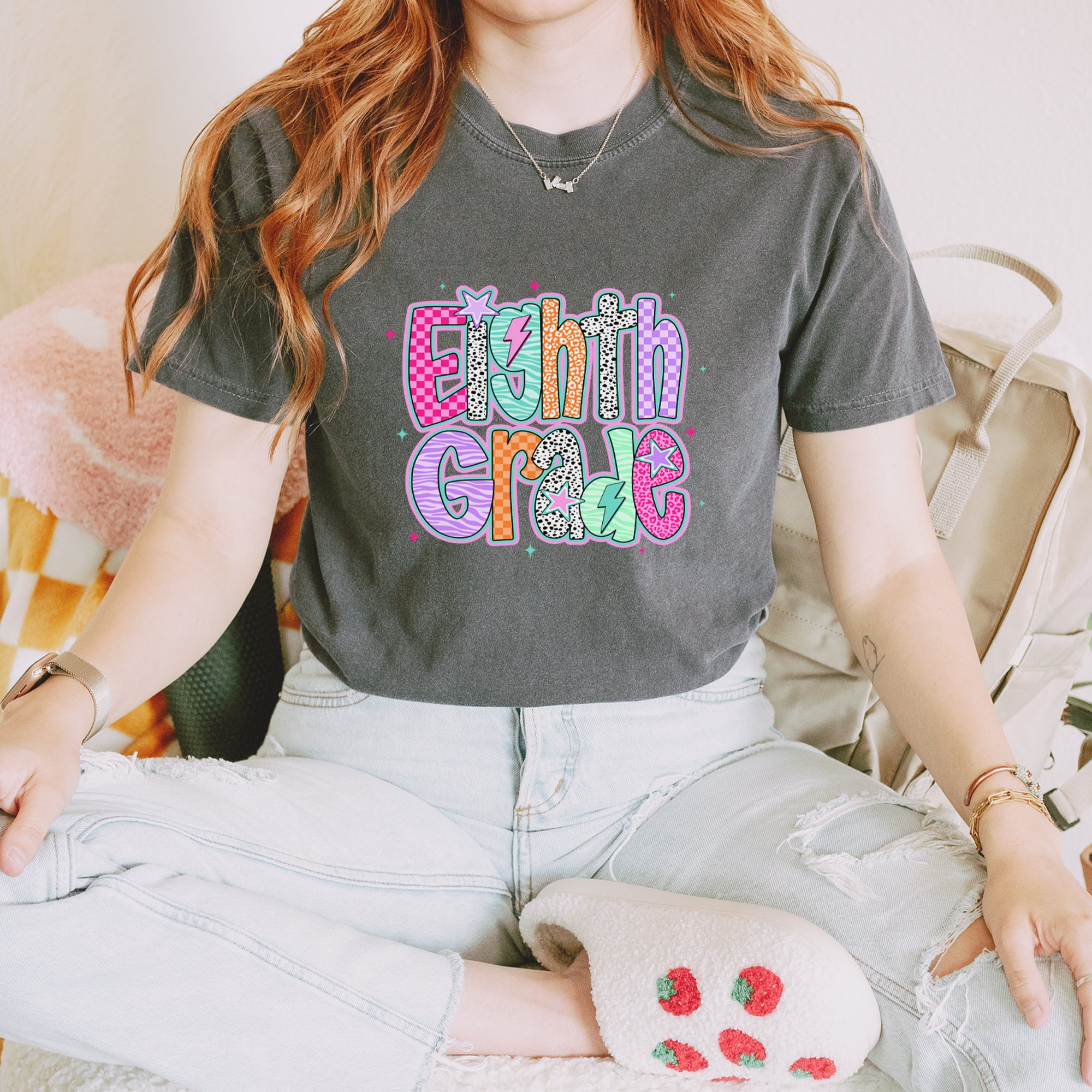 Eighth Grade Energy Colorful Back to School Vintage Soft Unisex T-shirt 