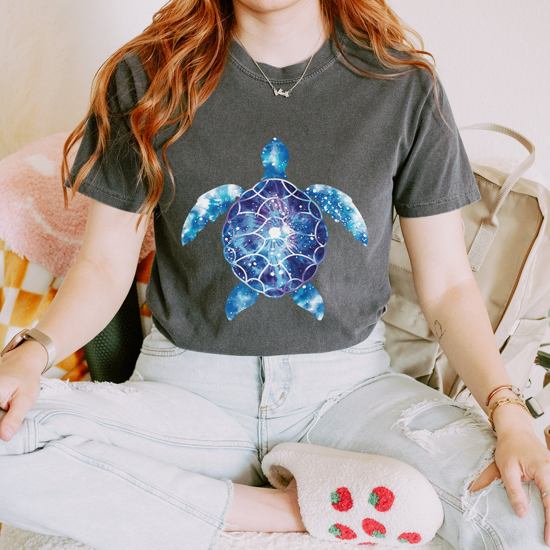 Ocean Aura Tie-Dye Sea Turtle graphic on Garment-Dyed Heavyweight Unisex T-Shirt alternate view 6