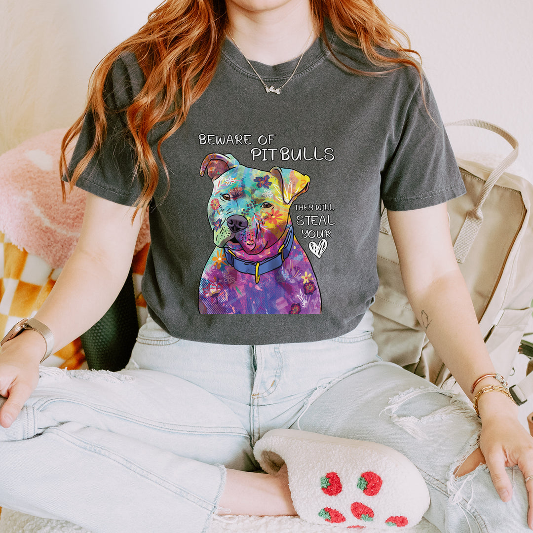 Beware Of Pit Bulls, They Will Steal Your Heart  Vintage Soft Unisex T-shirt 