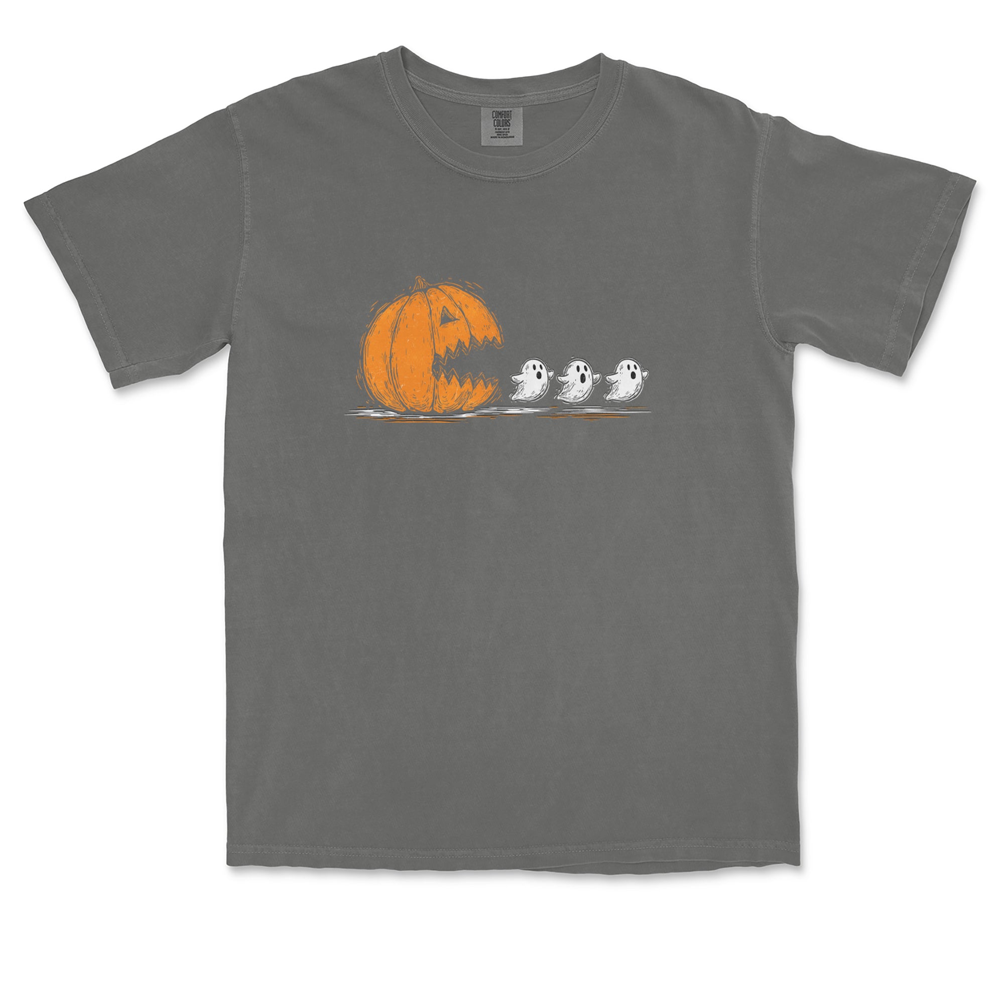 Pumpkin Pacman Chasing Ghosts Halloween Vintage Soft Unisex T-shirt 