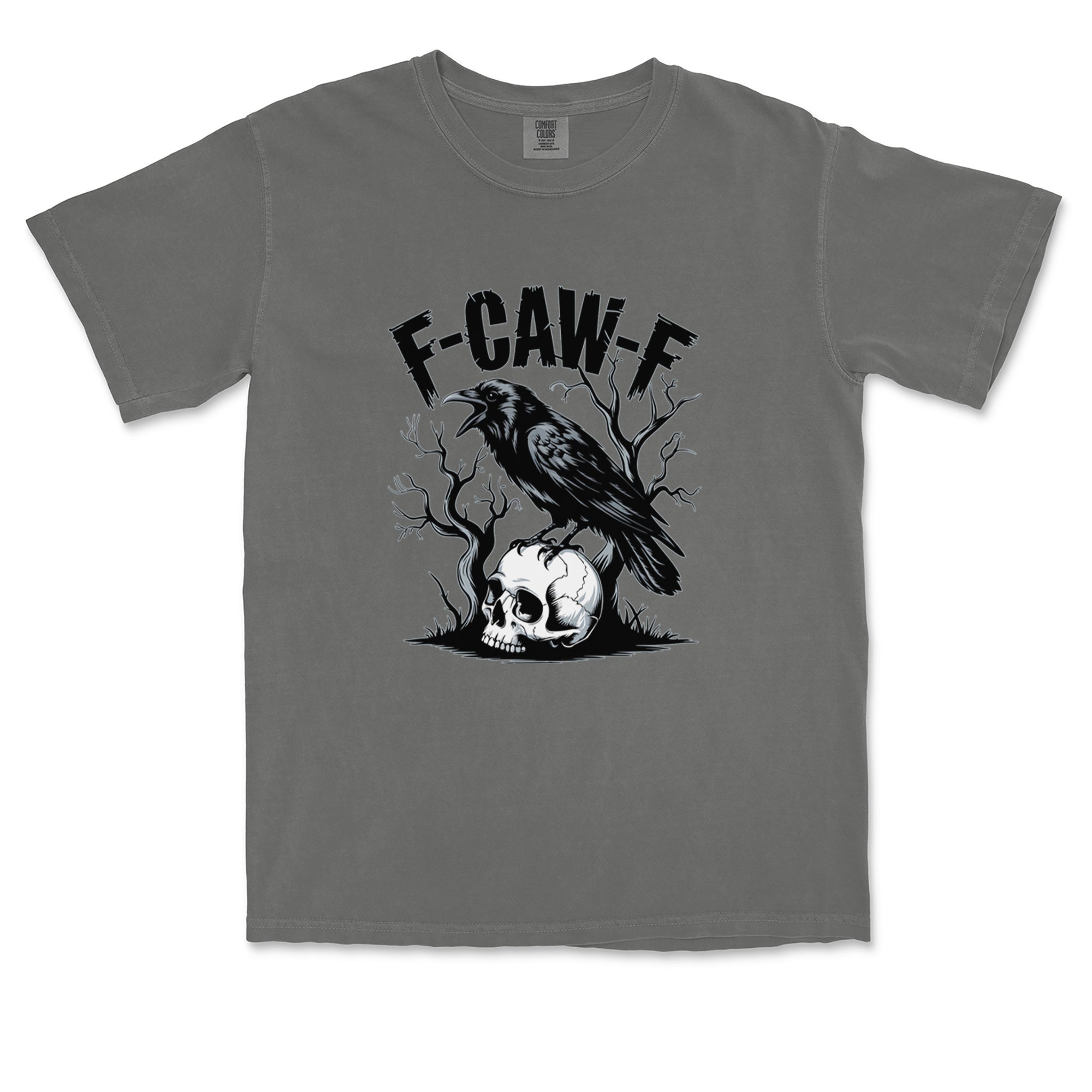 F-Caw-F Crow On Skull F-ck Off Gothic Vintage Soft Unisex T-shirt 