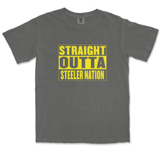 Straight Outta Steeler Nation Football graphic on Garment-Dyed Heavyweight Unisex T-Shirt alternate view 35