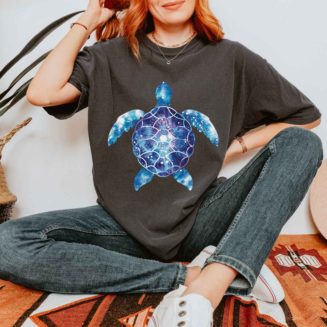 Ocean Aura Tie-Dye Sea Turtle graphic on Garment-Dyed Heavyweight Unisex T-Shirt alternate view 7