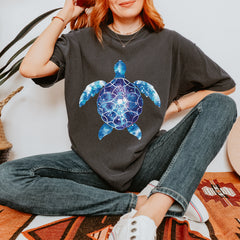 Ocean Aura Tie-Dye Sea Turtle graphic on Garment-Dyed Heavyweight Unisex T-Shirt alternate view 7