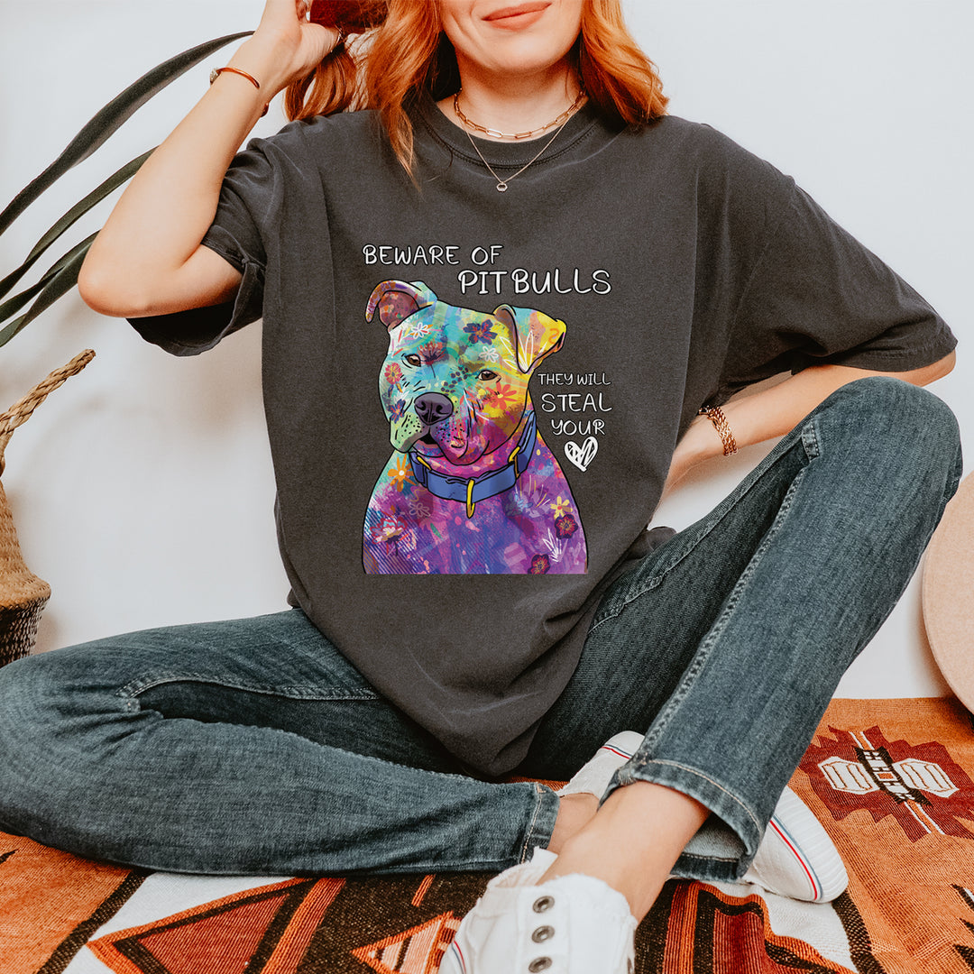 Beware Of Pit Bulls, They Will Steal Your Heart  Vintage Soft Unisex T-shirt 