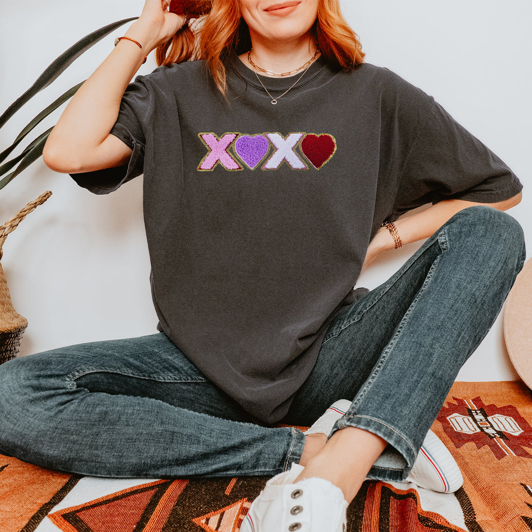XOXO Chenille Patch Valentines Days Vintage Soft Unisex T-shirt 