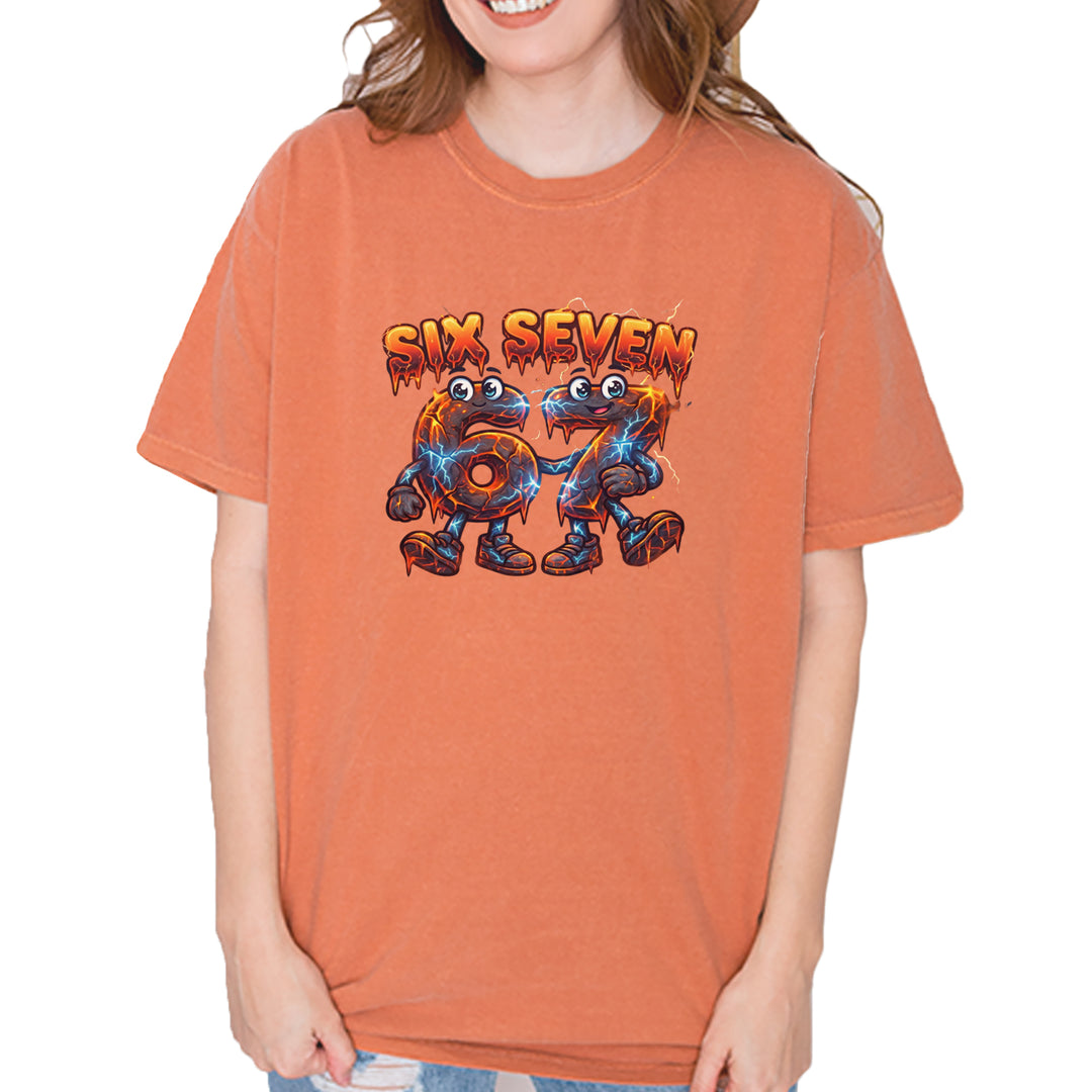 67 Lava Lightning Six Seven Meme Vintage Soft Unisex T-shirt Yam