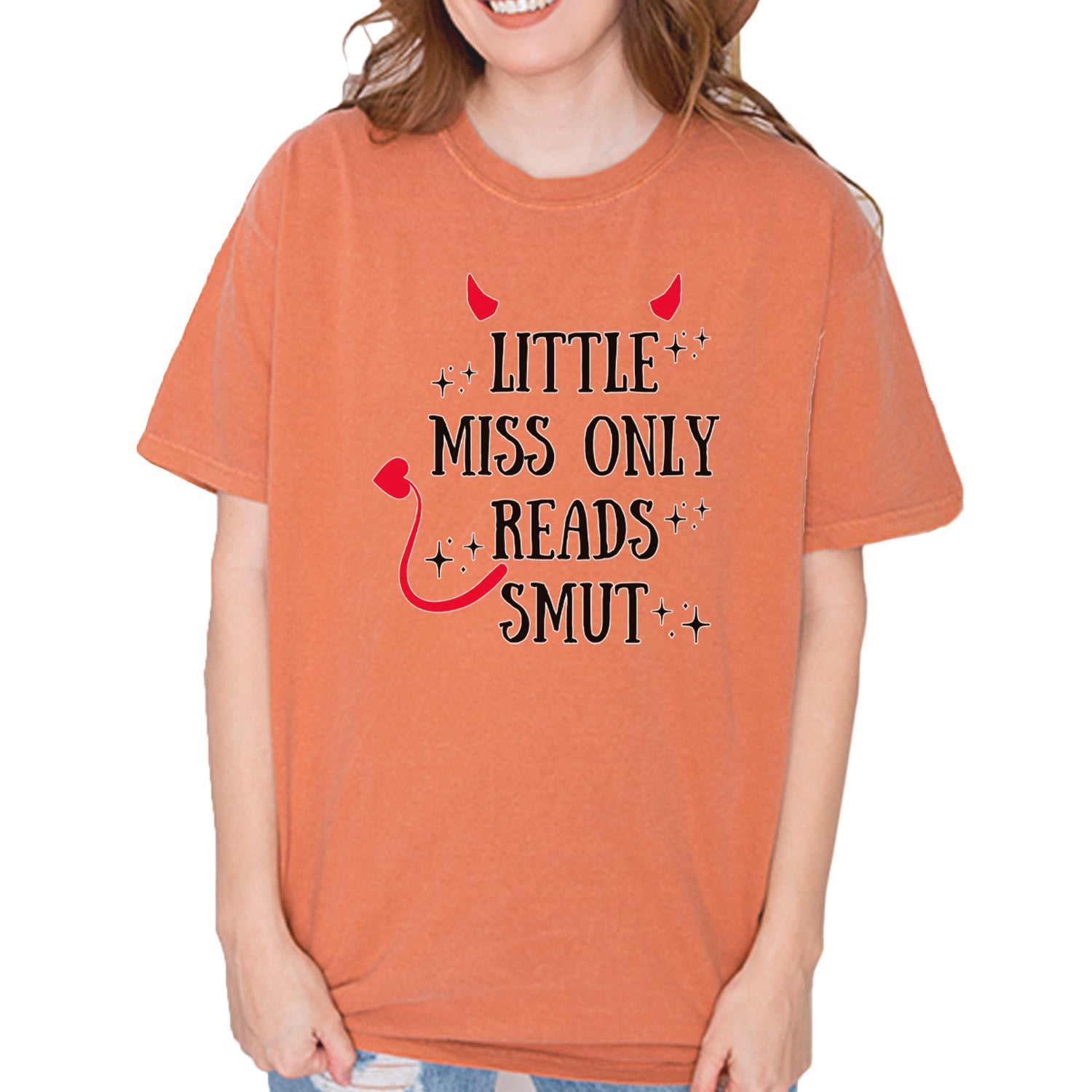 Little Miss Only Reads Smut Devilish Vintage Soft Unisex T-shirt Yam