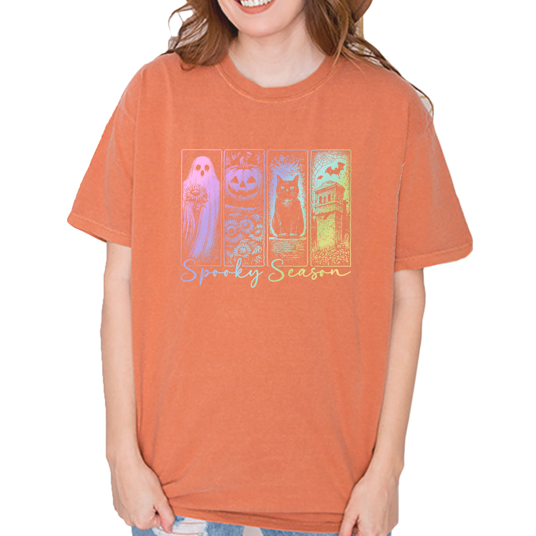 Spooky Season Cute Pastel Halloween Design Vintage Soft Unisex T-shirt Yam