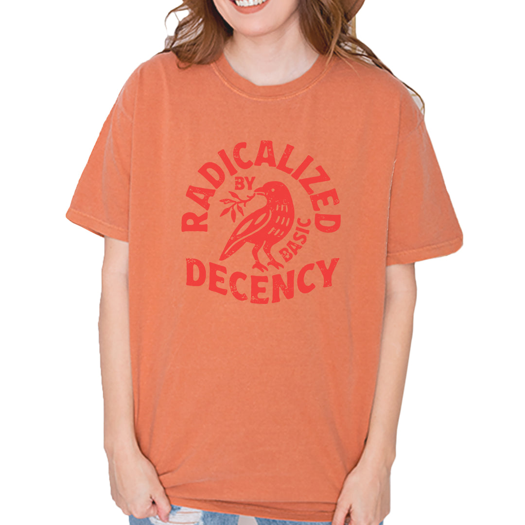 Radicalized by Basic Decency Dove Protest Statement Vintage Soft Unisex T-shirt Yam