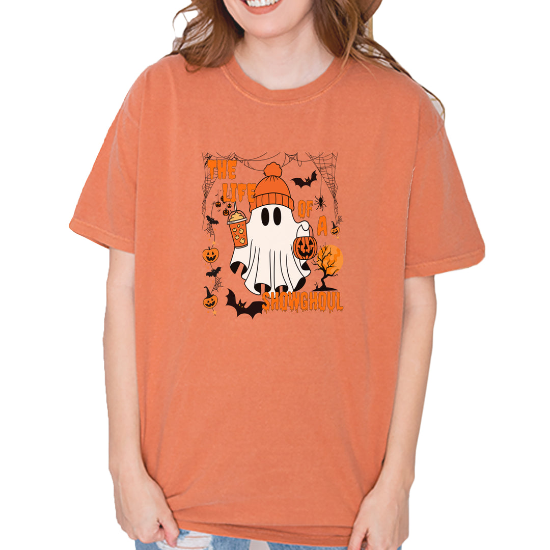 Life of a Showghoul Halloween Showgirl Vibes Vintage Soft Unisex T-shirt Yam