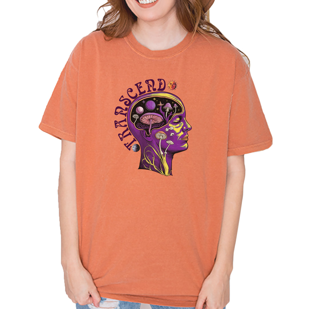 Psychedelic Cosmic Mushroom Head Vintage Soft Unisex T-shirt Yam