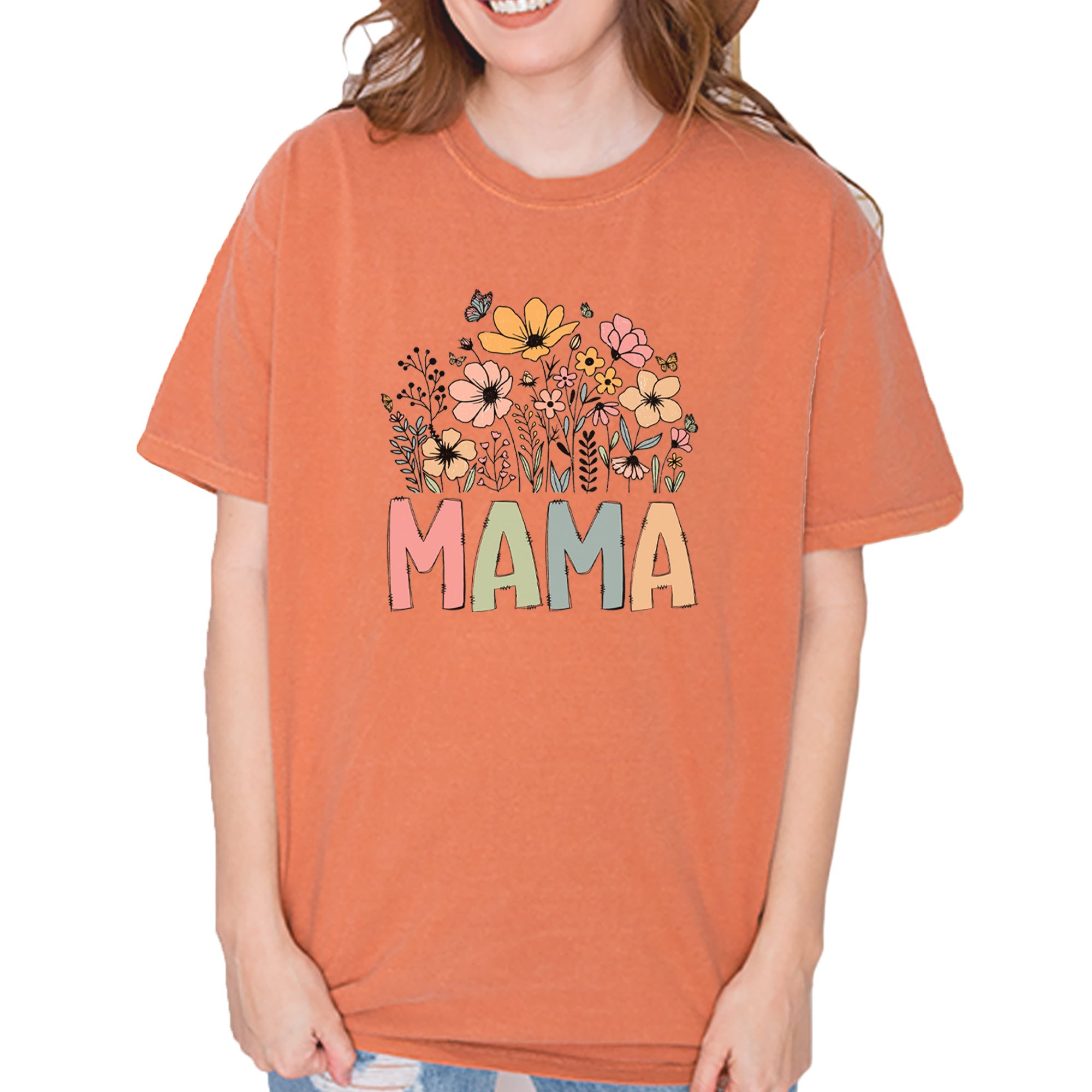 Mama Wildflower Retro Flower Vintage Soft Unisex T-shirt Yam