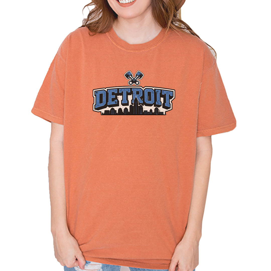 Detroit Motor City Retro Piston Vintage Soft Unisex T-shirt Yam