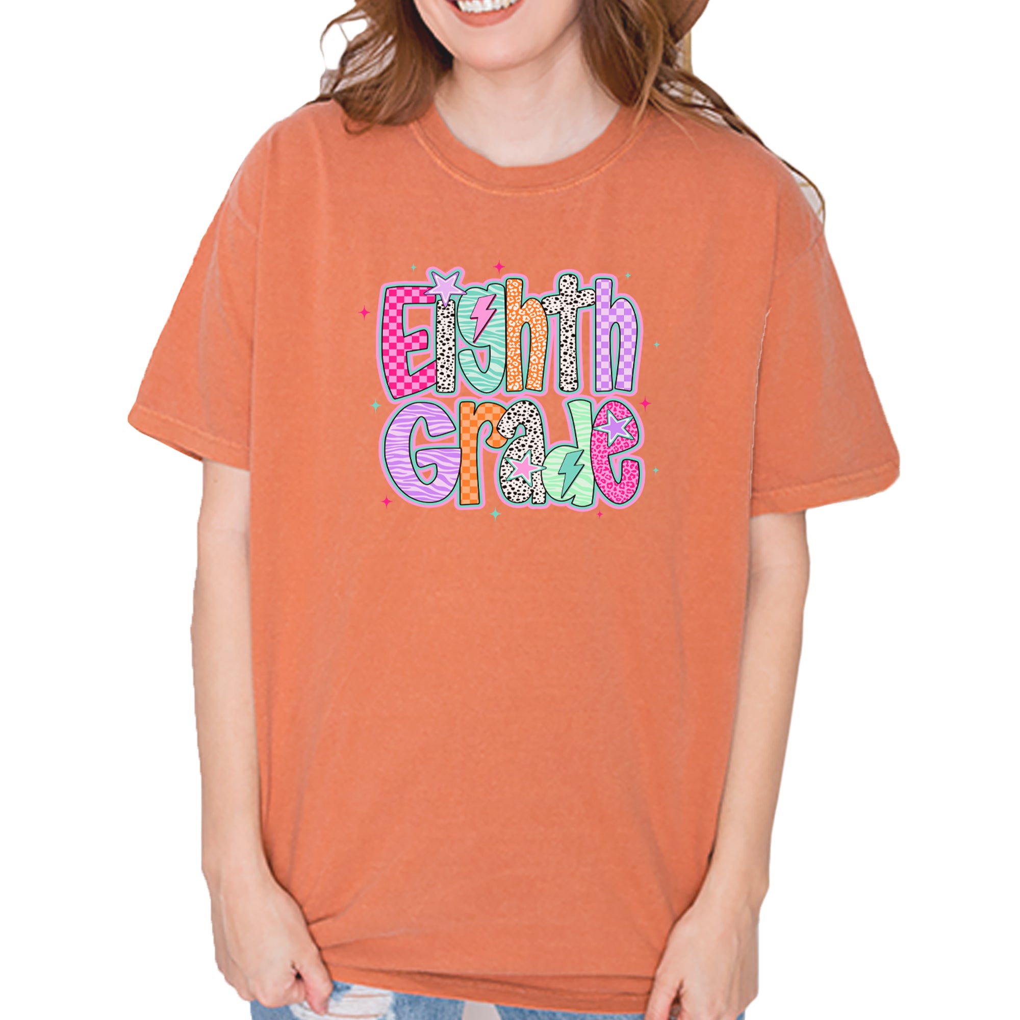 Eighth Grade Energy Colorful Back to School Vintage Soft Unisex T-shirt Yam