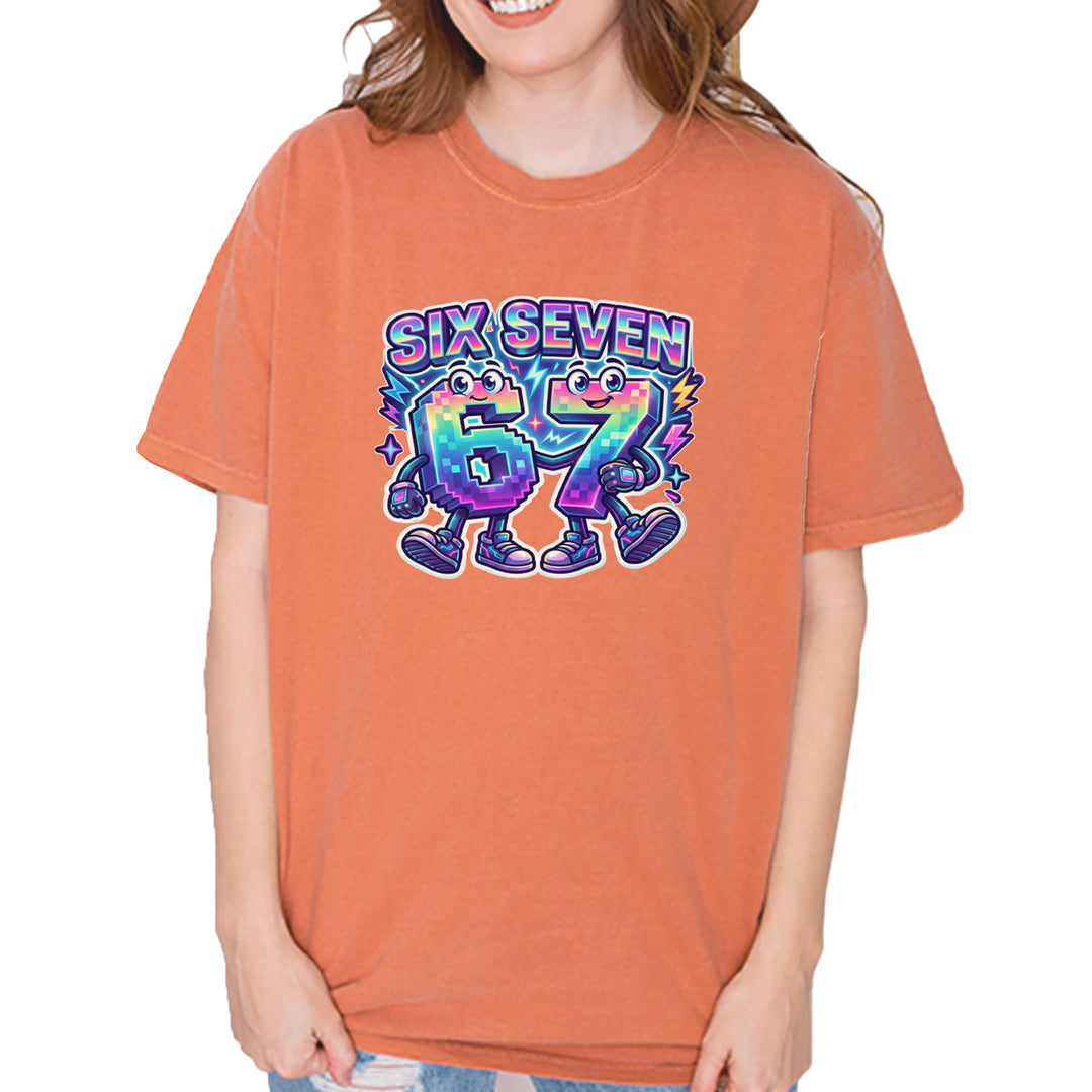 Six Seven 67 Retro Pixel Buddies Vintage Soft Unisex T-shirt Yam