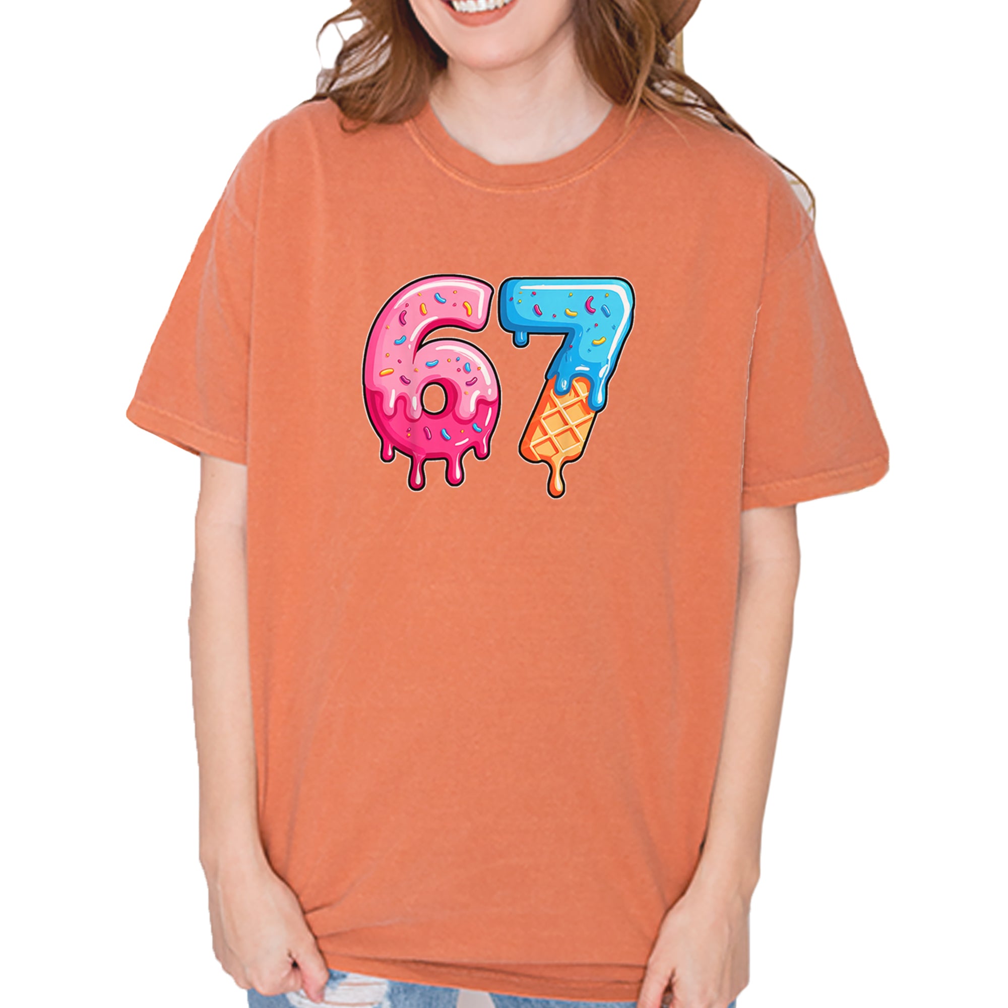 67 Dripping Ice Cream Donut Melt Vintage Soft Unisex T-shirt Yam