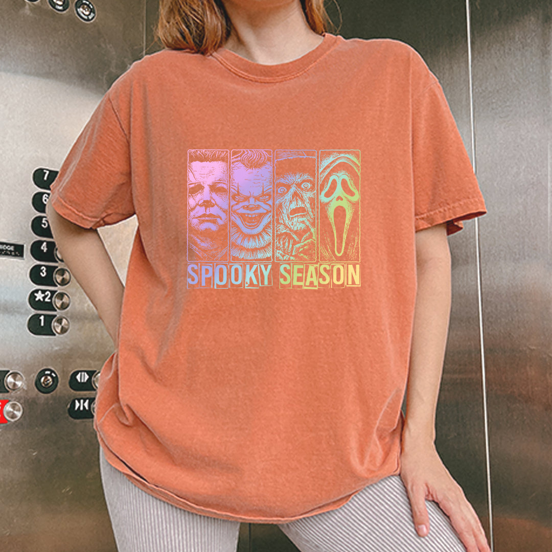 Spooky Season Horror Icons Halloween Vintage Soft Unisex T-shirt 
