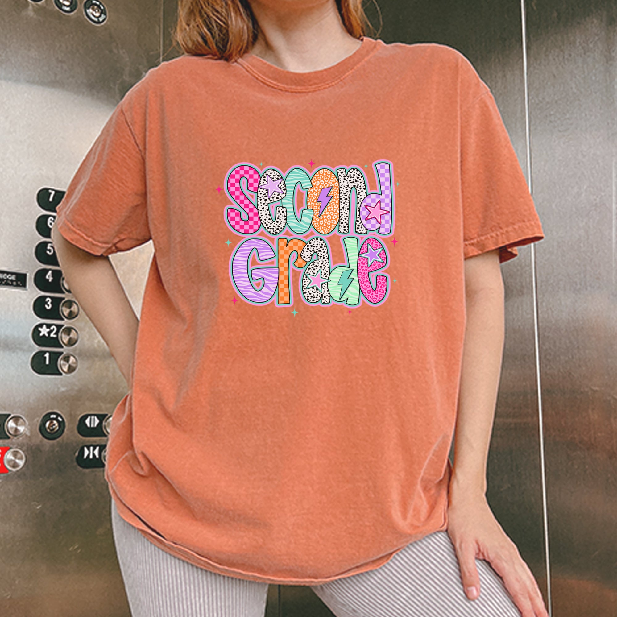 Second Grade Star Colorful Back to School Vintage Soft Unisex T-shirt 