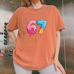 67 Dripping Ice Cream Donut Melt Vintage Soft Unisex T-shirt 